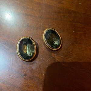 Elegant Gold and Green Oval Earrings